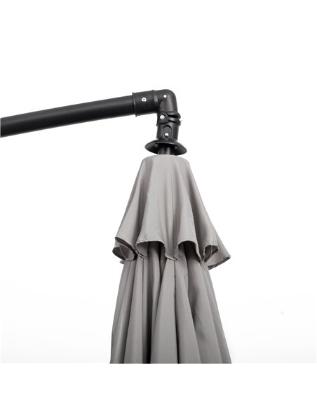 Outsunny 3(m) Cantilever Garden Hanging Banana Sun Umbrella with Crank Handle, 18 Sturdy Ribs and Cross Base, Grey 84D-118GY - pic 49209 | FastDaddyshop