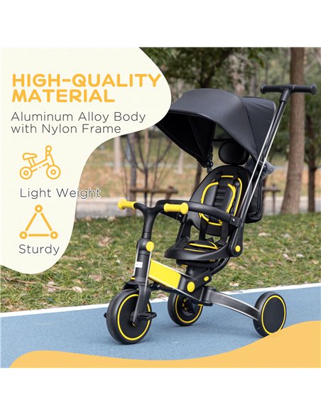 AIYAPLAY 3-in-1 Tricycle for Kids with Aluminium Frame, Baby Trike with Adjustable Push Handle, Canopy and Seat Angle for 18-48  - pic 4921 | FastDaddyshop