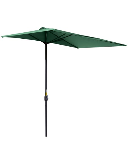 Outsunny Half Parasols Balcony Semi Round Umbrella Patio Crank Handle (2.3m, Green)- NO BASE INCLUDED 84D-074GN - pic 49210 | FastDaddyshop