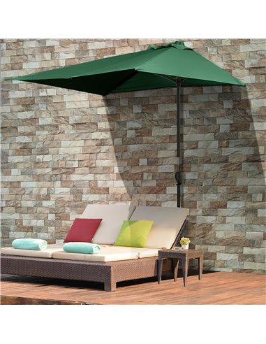 Outsunny Half Parasols Balcony Semi Round Umbrella Patio Crank Handle (2.3m, Green)- NO BASE INCLUDED 84D-074GN