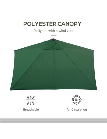Outsunny Half Parasols Balcony Semi Round Umbrella Patio Crank Handle (2.3m, Green)- NO BASE INCLUDED 84D-074GN - pic 49216 | FastDaddyshop