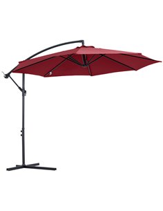 Outsunny 3m Cantilever Umbrella Garden Banana Parasol, Wine Red 84D-037WR