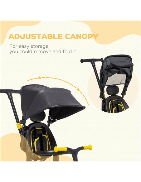 AIYAPLAY 3-in-1 Tricycle for Kids with Aluminium Frame, Baby Trike with Adjustable Push Handle, Canopy and Seat Angle for 18-48  - pic 4922 | FastDaddyshop