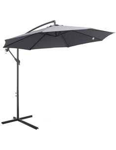 Outsunny 3(m) Garden Banana Parasol Cantilever Umbrella, Grey 84D-096GY