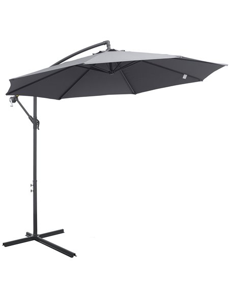 Outsunny 3(m) Garden Banana Parasol Cantilever Umbrella, Grey 84D-096GY - pic 49228 | FastDaddyshop