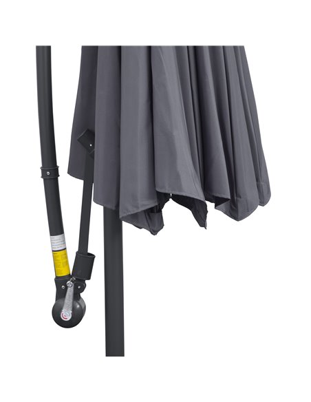 Outsunny 3(m) Garden Banana Parasol Cantilever Umbrella with Crank Handle and Cross Base, 8 Ribs for Outdoor, Hanging Sun Shade, - pic 49234 | FastDaddyshop