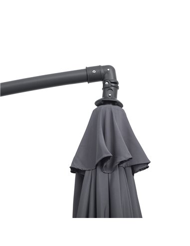 Outsunny 3(m) Garden Banana Parasol Cantilever Umbrella with Crank Handle and Cross Base, 8 Ribs for Outdoor, Hanging Sun Shade,