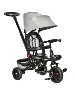 HOMCOM 4 in 1 Baby Tricycle Toddler Stroller Foldable Pedal Tricycle w/ Reversible Angle Adjustable Seat Removable for 1-5 Years
