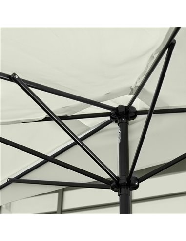 Outsunny 2.3m Half Parasol Semi Round Umbrella Patio Metal Frame Crank Handle for Balcony-- NO BASE INCLUDED, Cream White 84D-00