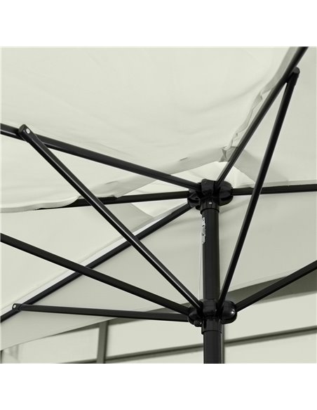 Outsunny 2.3m Half Parasol Semi Round Umbrella Patio Metal Frame Crank Handle for Balcony-- NO BASE INCLUDED, Cream White 84D-00 - pic 49243 | FastDaddyshop