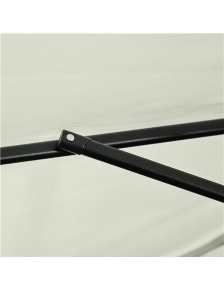 Outsunny 2.3m Half Parasol Semi Round Umbrella Patio Metal Frame Crank Handle for Balcony-- NO BASE INCLUDED, Cream White 84D-00 - pic 49245 | FastDaddyshop