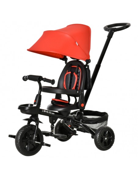 Homcom 12m+ Baby 4 in 1 Tricycle Stroller with Reversible Angle Adjustable Seat, Red - pic 4925 | FastDaddyshop