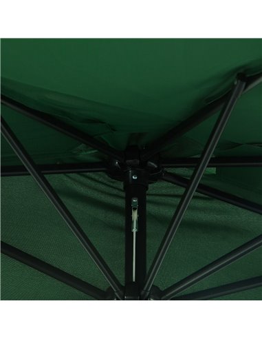 Outsunny 3(m) Half Parasol Semi Round Umbrella Patio Metal Frame Crank Handle for Balcony-- NO BASE INCLUDED, Green 84D-008GN