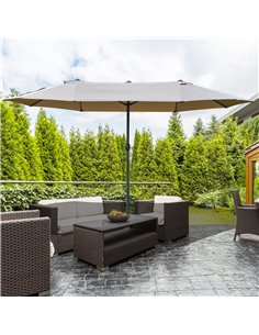 Outsunny 4.6m Garden Parasol Double-Sided Sun Umbrella, Khaki 84D-031V02CF 2