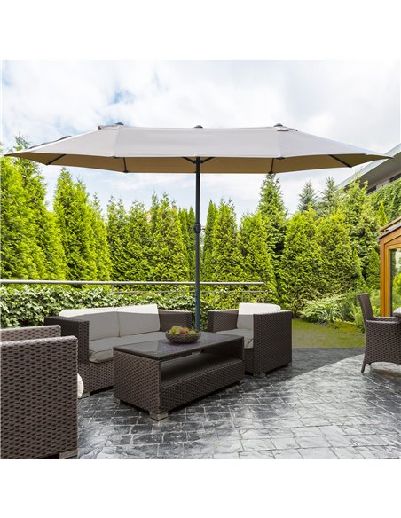 Outsunny 4.6m Garden Parasol Double-Sided Sun Umbrella, Khaki 84D-031V02CF - pic 49265 | FastDaddyshop