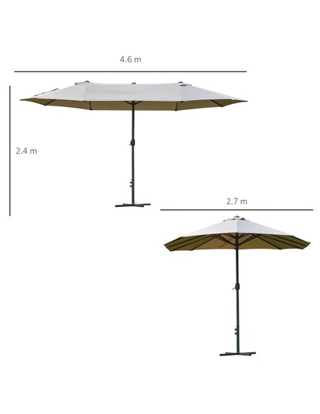 Outsunny 4.6m Garden Parasol Double-Sided Sun Umbrella Patio Market Shelter Canopy Shade Outdoor with Cross Base – Khaki 84D-031 - pic 49266 | FastDaddyshop