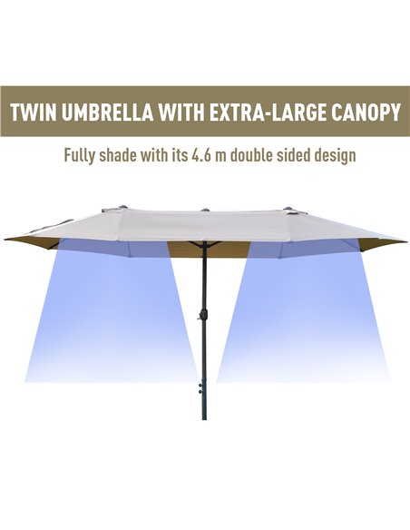 Outsunny 4.6m Garden Parasol Double-Sided Sun Umbrella Patio Market Shelter Canopy Shade Outdoor with Cross Base – Khaki 84D-031 - pic 49267 | FastDaddyshop