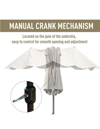 Outsunny 4.6m Garden Parasol Double-Sided Sun Umbrella Patio Market Shelter Canopy Shade Outdoor with Cross Base – Khaki 84D-031