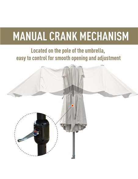 Outsunny 4.6m Garden Parasol Double-Sided Sun Umbrella Patio Market Shelter Canopy Shade Outdoor with Cross Base – Khaki 84D-031 - pic 49268 | FastDaddyshop