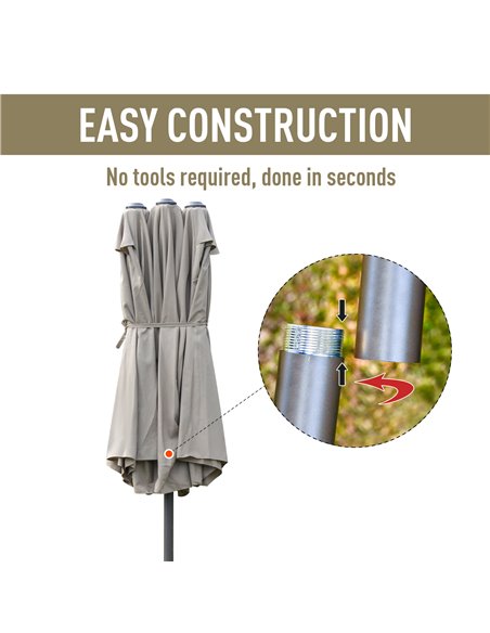 Outsunny 4.6m Garden Parasol Double-Sided Sun Umbrella Patio Market Shelter Canopy Shade Outdoor with Cross Base – Khaki 84D-031 - pic 49269 | FastDaddyshop