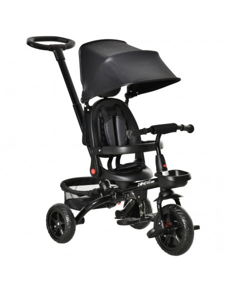 HOMCOM 4 in 1 Baby Tricycle Toddler Stroller Foldable Pedal Tricycle w/ Reversible Angle Adjustable Seat Removable Black - pic 4927 | FastDaddyshop