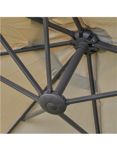 Outsunny 4.6m Garden Parasol Double-Sided Sun Umbrella Patio Market Shelter Canopy Shade Outdoor with Cross Base – Khaki 84D-031