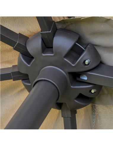 Outsunny 4.6m Garden Parasol Double-Sided Sun Umbrella Patio Market Shelter Canopy Shade Outdoor with Cross Base – Khaki 84D-031