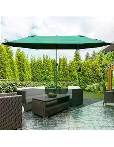 Outsunny 4.6m Garden Parasol Double-Sided Sun Umbrella, Dark Green 84D-031V02 2