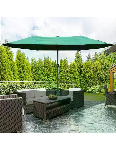 Outsunny 4.6m Garden Parasol Double-Sided Sun Umbrella, Dark Green 84D-031V02 - pic 49274 | FastDaddyshop