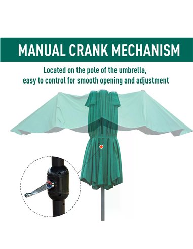 Outsunny 4.6m Garden Parasol Double-Sided Sun Umbrella Patio Market Shelter Canopy Shade Outdoor Dark Green 84D-031V02