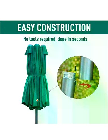 Outsunny 4.6m Garden Parasol Double-Sided Sun Umbrella Patio Market Shelter Canopy Shade Outdoor Dark Green 84D-031V02