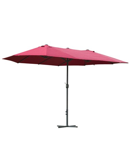 Outsunny 4.6m Garden Parasol Double-Sided Sun Umbrella Patio Market Shelter Canopy Shade Outdoor Wine Red 84D-031V02WR - pic 49288 | FastDaddyshop