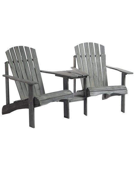 Outsunny Wooden Outdoor Double Adirondack Chairs Loveseat, Grey 84B-396GY - pic 49291 | FastDaddyshop