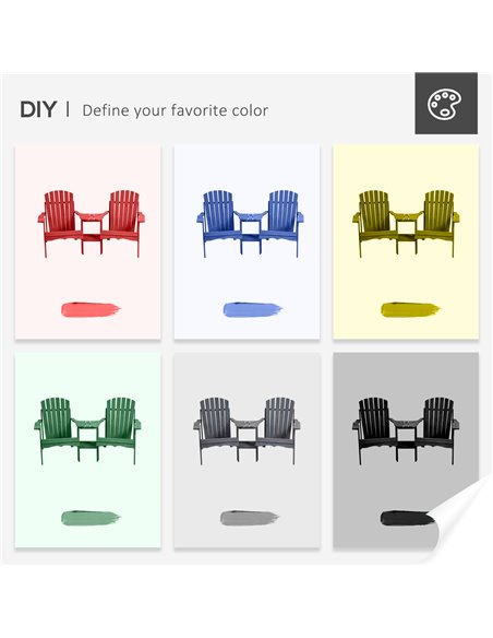 Outsunny Wooden Outdoor Double Adirondack Chairs Loveseat w/ Center Table and Umbrella Hole, Garden Patio Furniture for Lounging - pic 49298 | FastDaddyshop