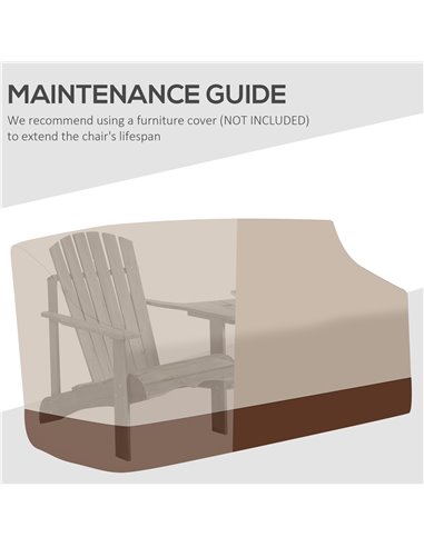 Outsunny Wooden Outdoor Double Adirondack Chairs Loveseat w/ Center Table and Umbrella Hole, Garden Patio Furniture for Lounging