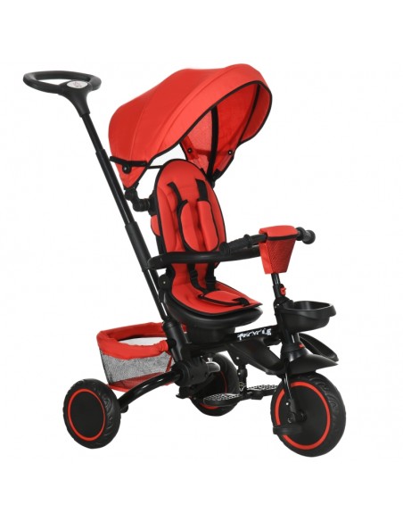 Homcom 12m+ Baby 7-in-1 Tricycle Stroller with Rotatable Seat, Red - pic 4930 | FastDaddyshop