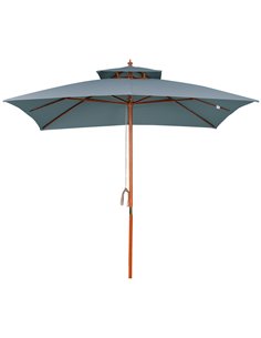 Outsunny 3x3(m) Wood Square Patio Umbrella, Dark Grey 840-026CG