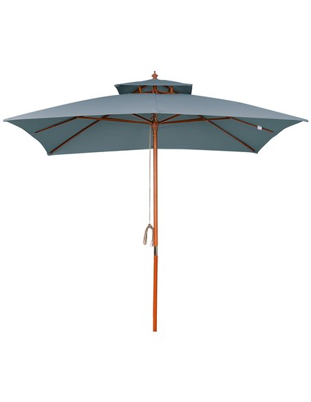 Outsunny 3x3(m) Wood Square Patio Umbrella, Dark Grey 840-026CG - pic 49300 | FastDaddyshop