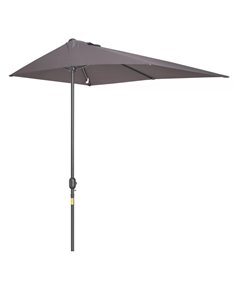 Outsunny 2.3m Balcony Half Parasol Semi Round Umbrella, Grey 84D-074GY