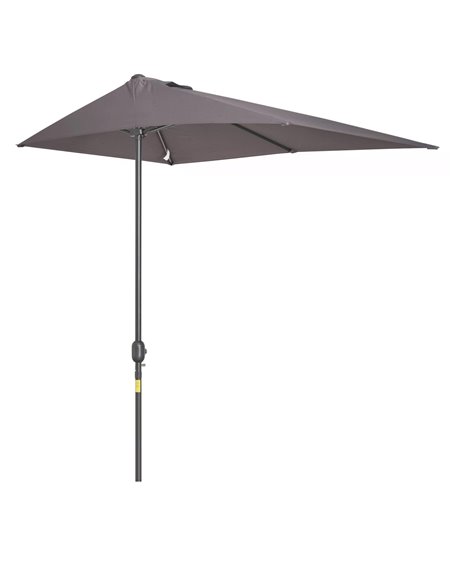 Outsunny 2.3m Balcony Half Parasol Semi Round Umbrella, Grey 84D-074GY - pic 49309 | FastDaddyshop