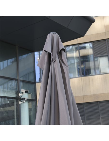 Outsunny Balcony Half Parasol Semi Round Umbrella Patio Crank Handle (2.3m, Grey)- NO BASE INCLUDED 84D-074GY - pic 49315 | FastDaddyshop