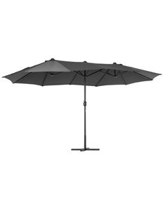 Outsunny 4.6m Garden Parasol Double-Sided Sun Umbrella, Grey 84D-030V02GY