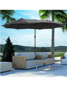 Outsunny 4.6m Garden Parasol Double-Sided Sun Umbrella, Grey 84D-030V02GY 2