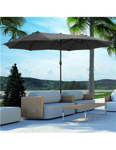 Outsunny 4.6m Garden Parasol Double-Sided Sun Umbrella Patio Market Shelter Canopy Shade Outdoor with Cross Base – Grey 84D-030V