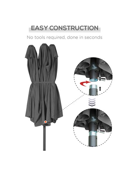 Outsunny 4.6m Garden Parasol Double-Sided Sun Umbrella Patio Market Shelter Canopy Shade Outdoor with Cross Base – Grey 84D-030V - pic 49323 | FastDaddyshop