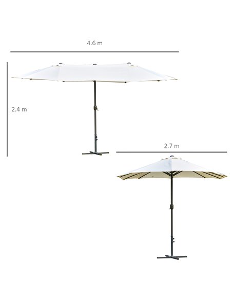 Outsunny 4.6m Garden Parasol Double-Sided Sun Umbrella Patio Market Shelter Canopy Shade Outdoor with Cross Base – Off White 84D - pic 49329 | FastDaddyshop
