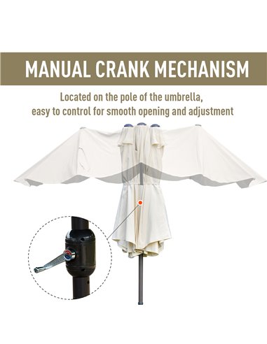 Outsunny 4.6m Garden Parasol Double-Sided Sun Umbrella Patio Market Shelter Canopy Shade Outdoor with Cross Base – Off White 84D