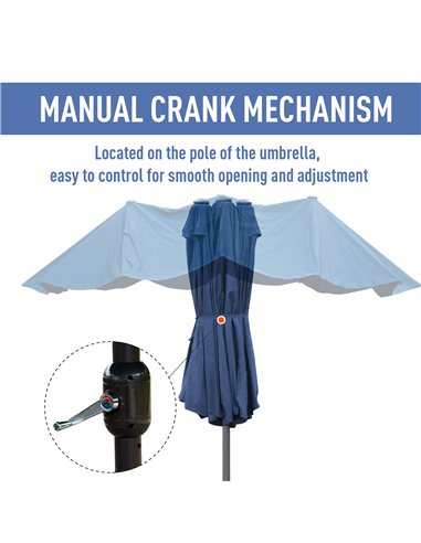 Outsunny 4.6m Garden Parasol Double-Sided Sun Umbrella Patio Market Shelter Canopy Shade Outdoor with Cross Base – Blue 84D-031V