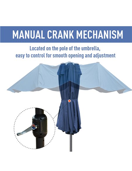Outsunny 4.6m Garden Parasol Double-Sided Sun Umbrella Patio Market Shelter Canopy Shade Outdoor with Cross Base – Blue 84D-031V - pic 49340 | FastDaddyshop