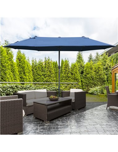 Outsunny 4.6m Garden Parasol Double-Sided Sun Umbrella Patio Market Shelter Canopy Shade Outdoor with Cross Base – Blue 84D-031V